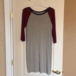 Baseball sleeve jersey dress. Stretchy and comfy!